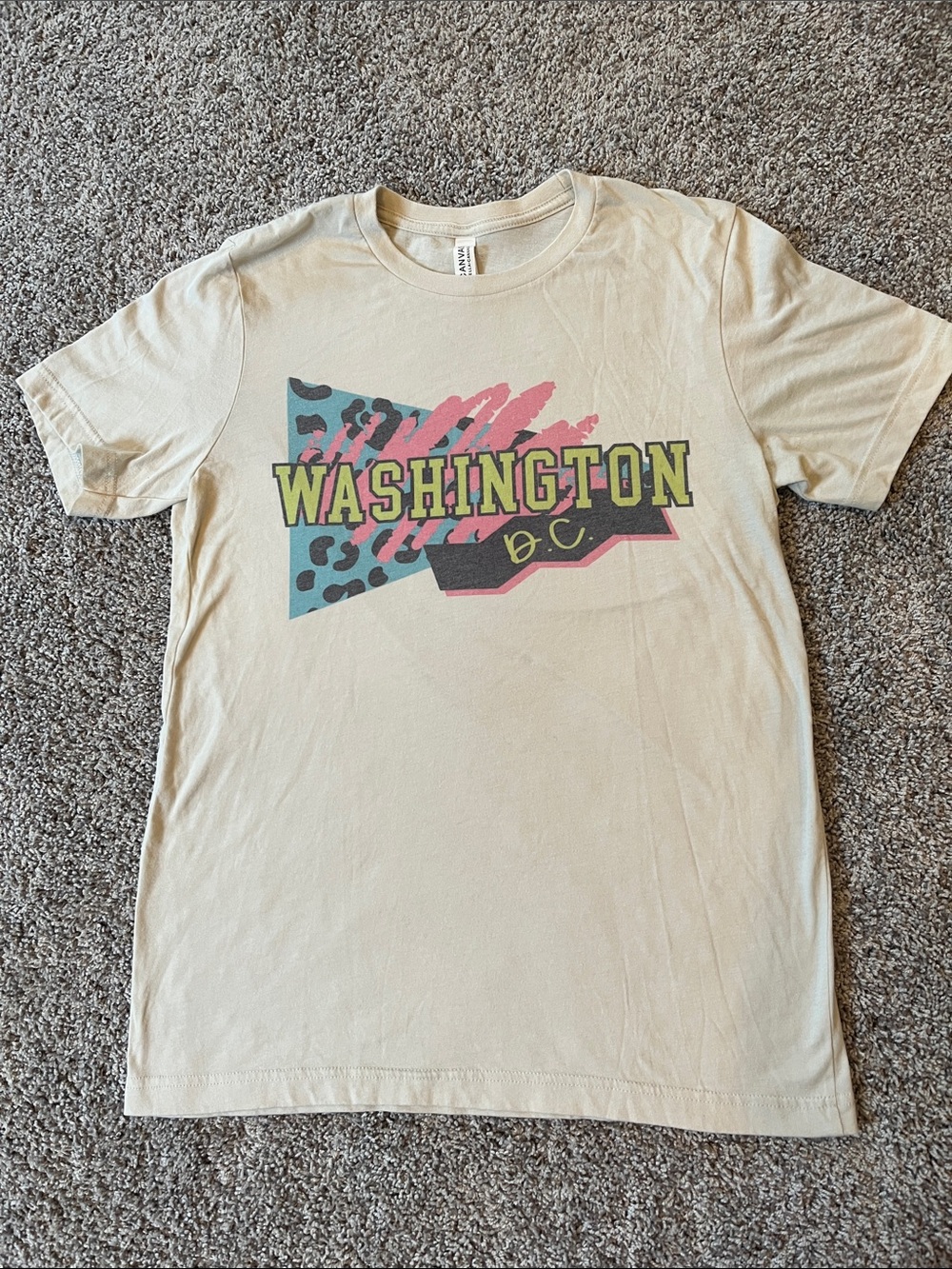 Bella Canvas Cream Graphic Tee with Pink Accent